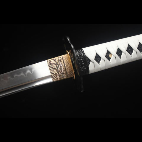 Handmade Game Ghost of Tsushima Katana Sword T10 Steel Blade with Bo-Hi Full Tang Clay Tempered-COOLKATANA