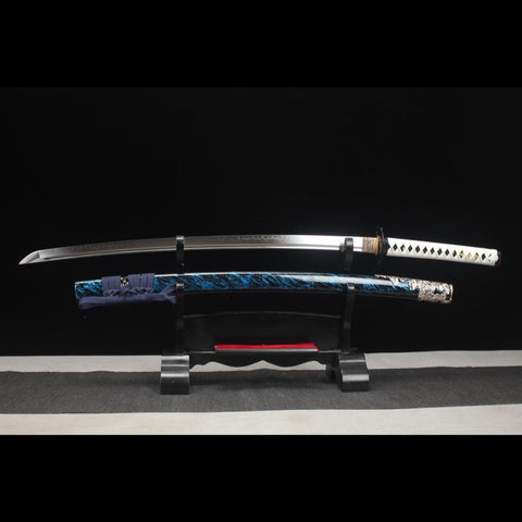 Handmade Game Ghost of Tsushima Katana Sword T10 Steel Blade with Bo-Hi Full Tang Clay Tempered-COOLKATANA