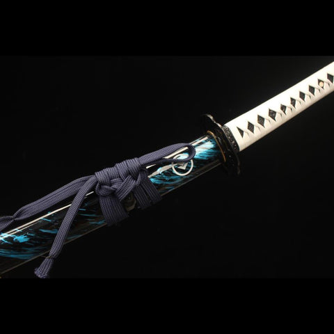 Handmade Game Ghost of Tsushima Katana Sword High Manganese Steel with Bo-Hi Blade Full Tang-COOLKATANA