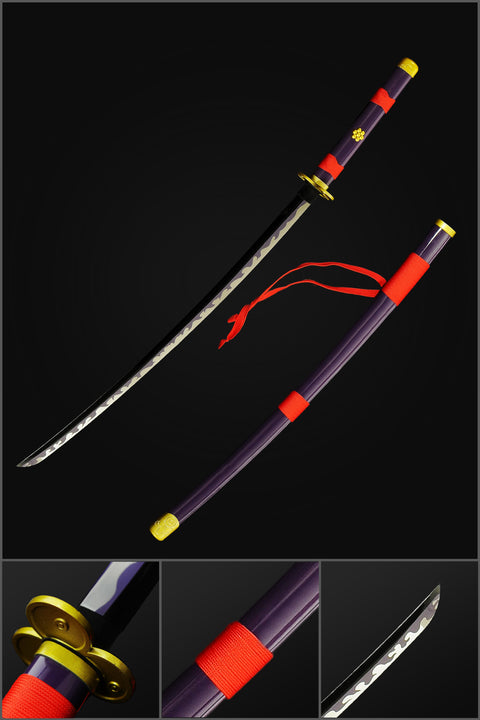 Anime sword roronoa zoro one piece characters​ Enma Sword Katana 1060 Carbon Steel Clay Tempered SL-1417-U
 COOLKATANA