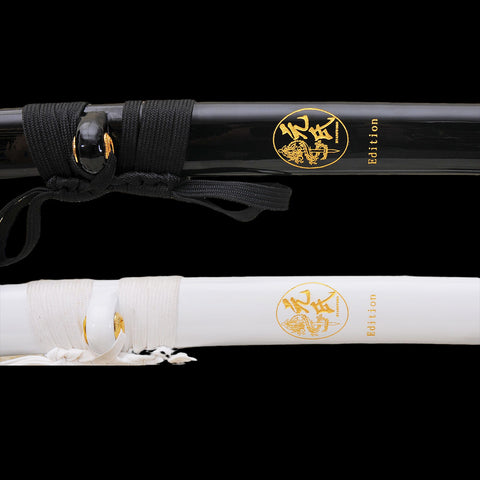 Hand Forged Japanese Daisho Black+White Katana Sword Set Folded Steel Reddish Black Blade-COOLKATANA-SL-895-U