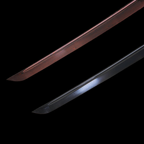 Hand Forged Japanese Daisho Black+White Katana Sword Set Folded Steel Reddish Black Blade-COOLKATANA-SL-895-U