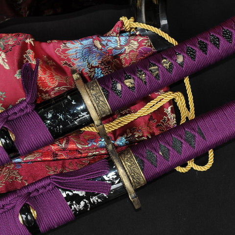 Hand Forged Japanese Daisho Katana Sword+Wakizashi Sword 2 Piece Set Brass Tsuba-COOLKATANA-SL-346-U