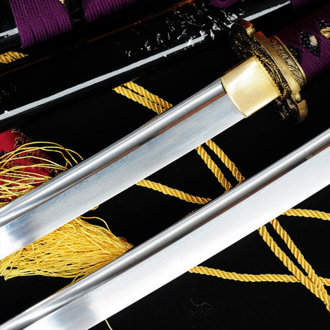 Hand Forged Japanese Daisho Katana Sword+Wakizashi Sword 2 Piece Set Brass Tsuba-COOLKATANA-SL-346-U
