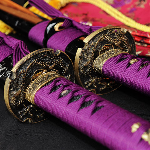 Hand Forged Japanese Daisho Katana Sword+Wakizashi Sword 2 Piece Set Brass Tsuba-COOLKATANA-SL-346-U