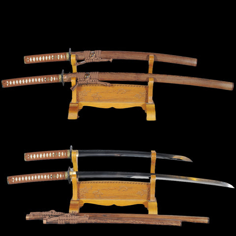 Hand Forged Japanese Daisho Katana Sword+Wakizashi Sword 2 Piece Set Clay Tempered Battle Ready-COOLKATANA