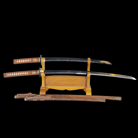 Hand Forged Japanese Daisho Katana Sword+Wakizashi Sword 2 Piece Set Clay Tempered Battle Ready-COOLKATANA
