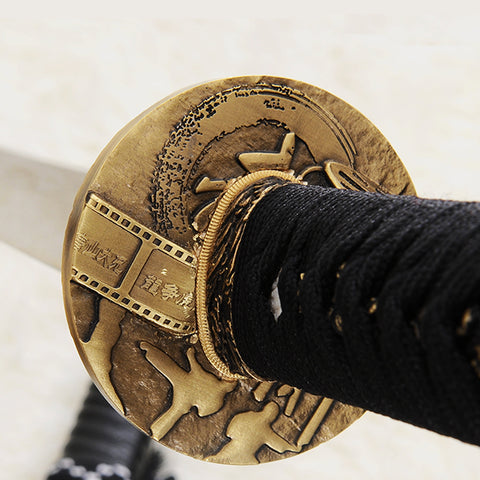 Hand Forged Japanese Katana Sword 1095 High Carbon Steel Bruce Lee Copper Tsuba Mirrorlike Light Blade-COOLKATANA