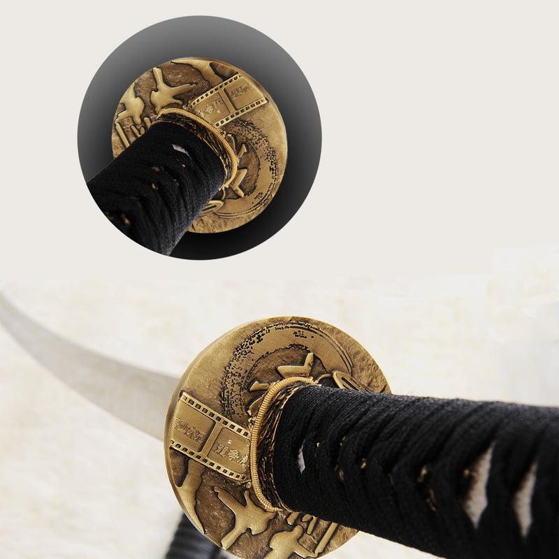 Hand Forged Japanese Katana Sword 1095 High Carbon Steel Bruce Lee Copper Tsuba Mirrorlike Light Blade - COOLKATANA 
