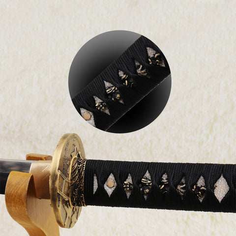 Hand Forged Japanese Katana Sword 1095 High Carbon Steel Bruce Lee Copper Tsuba Mirrorlike Light Blade-COOLKATANA-SL-876-U