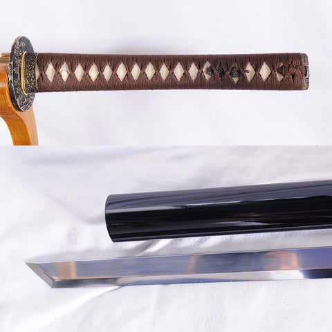 Hand Forged Japanese Ninja Chokuto Straight Blade Ninjato 1095 Carbon Steel KIRIHA-ZUKURI Shape-COOLKATANA