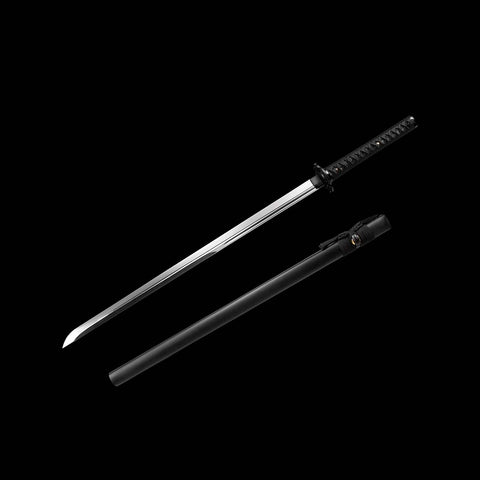Hand Forged Japanese Ninja Chokuto Sword 1095 High Carbon Steel Iron Tsuba Black Saya-COOLKATANA
