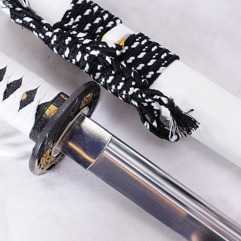Hand Forged Japanese Ninja Sword 9260 Spring Steel Straight Blade Ninjato Bamboo Tsuba-COOLKATANA