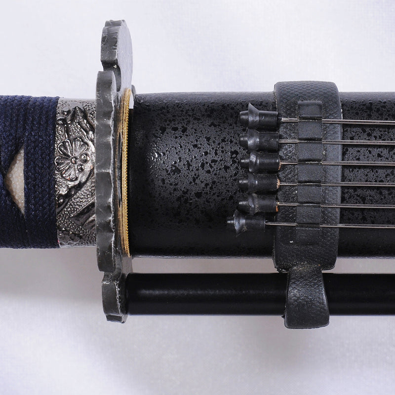 Hand Forged Japanese Ninja Sword Chokuto Damascus Steel With Blowing Needles - COOLKATANA 