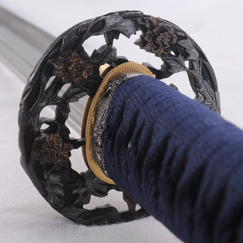 Hand Forged Japanese Ninja Sword Damascus Folded Steel Straight Blade Ninjiato Unokubi-Zukuri-COOLKATANA-SL-1102QQ-U