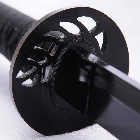 Hand Forged Japanese Ninja Sword Folded Steel Chokuto Black Blade With Blowing Needles-COOLKATANA