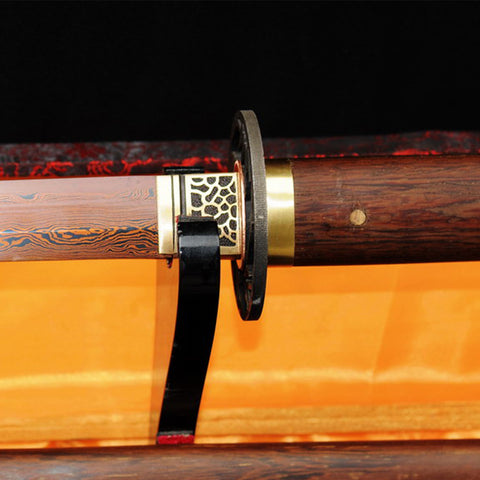 Hand Forged Japanese Ninja Sword Folded Steel Reddish Black Blade Rosewood Saya Iron Tsuba-COOLKATANA-SL-355-U
