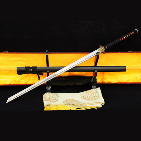 Hand Forged Japanese Ninja Sword Honsanmai Straight Blade Ninjato Kiriha Zukuri-COOLKATANA