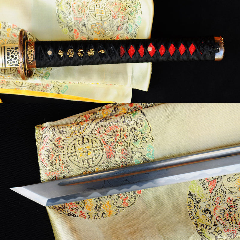 Hand Forged Japanese Ninja Sword Honsanmai Straight Blade Ninjato Kiriha Zukuri - COOLKATANA 