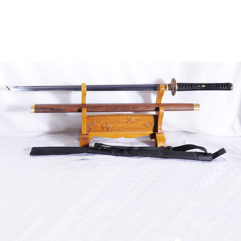 Hand Forged Japanese Ninja Sword Straight Blade 1095 Carbon Steel Clay Tempered KIRIHA-ZUKURI Shape-COOLKATANA