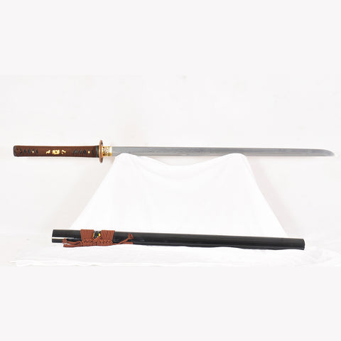 Hand Forged Japanese Ninja Sword Straight Blade Chokuto Folded Steel Dragon Tsuba Battle Ready-COOLKATANA-SL-1240-U