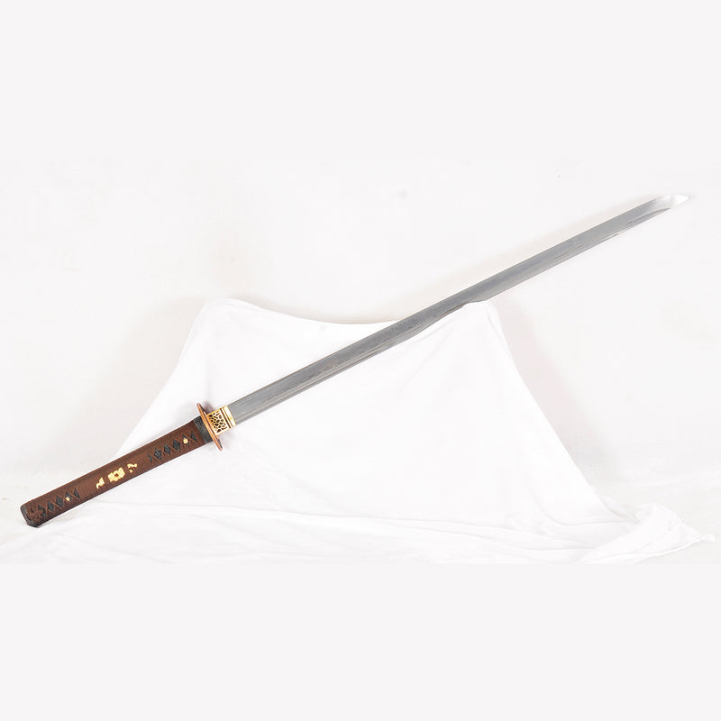 Hand Forged Japanese Ninja Sword Straight Blade Chokuto Folded Steel Dragon Tsuba Battle Ready - COOLKATANA 