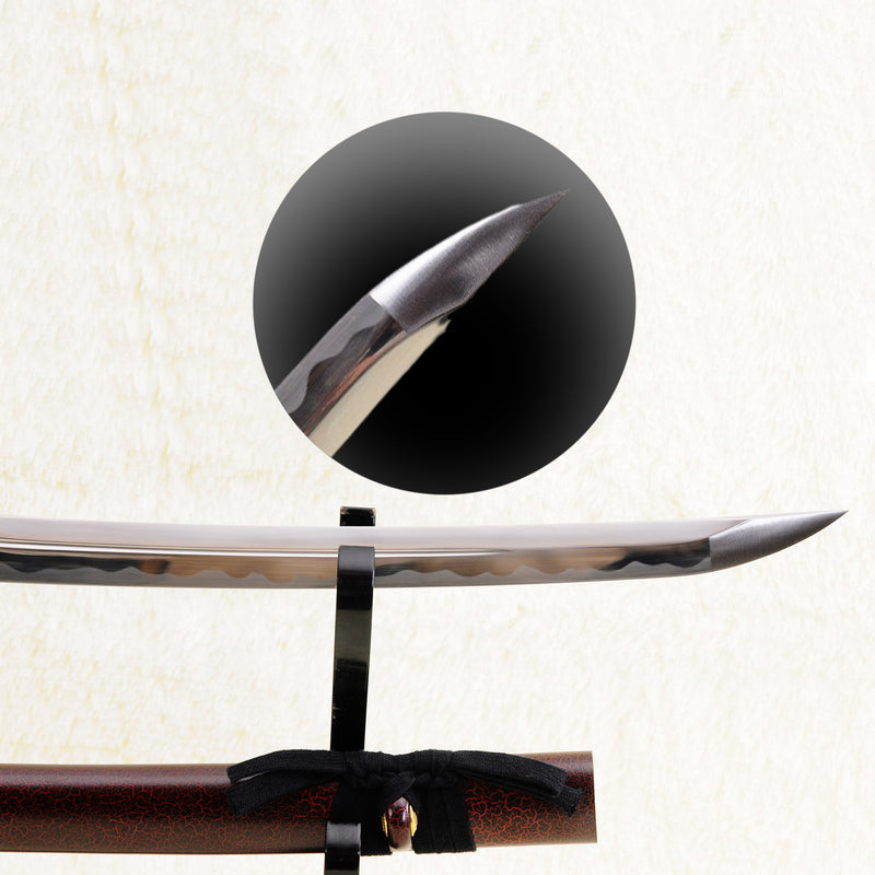 Hand Forged Japanese O-Kissaki Wakizashi 1095 Carbon Steel Sword Unokubi-Zukuri Blade Battle Ready - COOLKATANA 