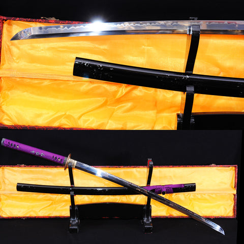 Hand Forged Japanese Samurai Katana Sword 1095 Carbon Steel Clay Tempered Blade Copper Musashi Tsuba-COOLKATANA-SL-771-U