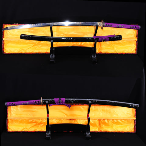 Hand Forged Japanese Samurai Katana Sword 1095 Carbon Steel Clay Tempered Blade Copper Musashi Tsuba-COOLKATANA-SL-771-U