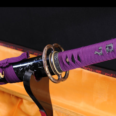 Hand Forged Japanese Samurai Katana Sword 1095 Carbon Steel Clay Tempered Blade Copper Musashi Tsuba-COOLKATANA-SL-771-U
