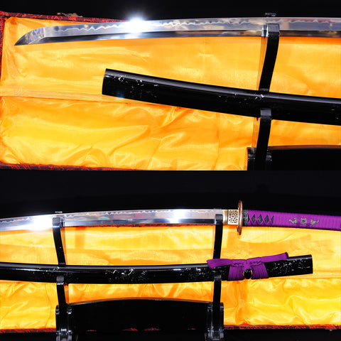 Hand Forged Japanese Samurai Katana Sword 1095 Carbon Steel Clay Tempered Blade Copper Musashi Tsuba-COOLKATANA-SL-771-U