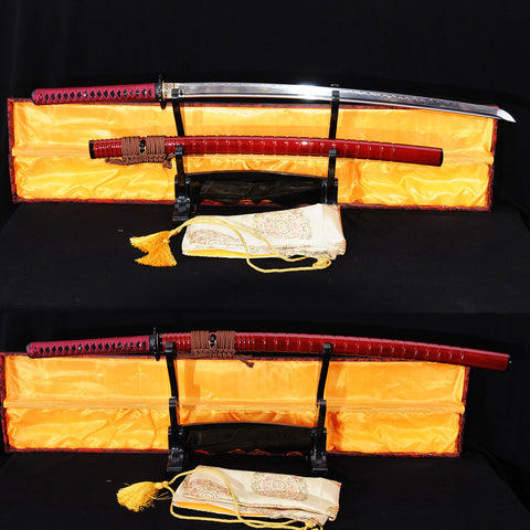 Hand Forged Japanese Samurai Katana Sword 1095 Carbon Steel Clay Tempered Crane Tsuba Sharp-COOLKATANA