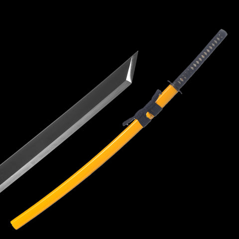 Hand Forged Japanese Samurai Katana Sword 1095 Carbon Steel Clay Tempered Kiriha-Zukuri Black Blade-COOLKATANA-SL-1302-U