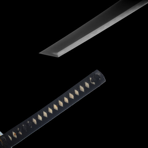 Hand Forged Japanese Samurai Katana Sword 1095 Carbon Steel Clay Tempered Kiriha-Zukuri Black Blade-COOLKATANA-SL-1302-U