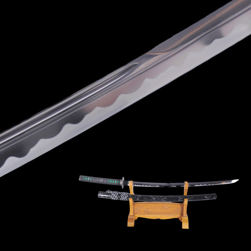 Hand Forged Japanese Samurai Katana Sword 1095 Carbon Steel Unokubi-Zukuri Blade Hand-Abrasive Hamon - COOLKATANA 