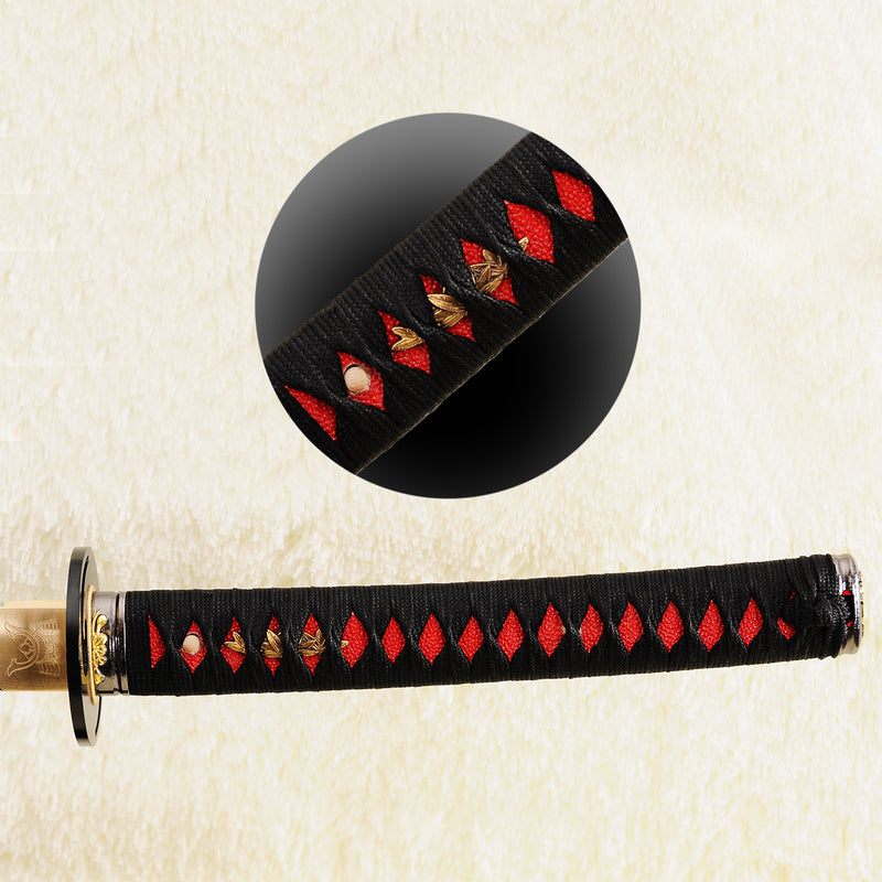 Hand Forged Japanese Samurai Katana Sword 1095 Carbon Steel Unokubi-Zukuri Blade Iron Tsuba - COOLKATANA 