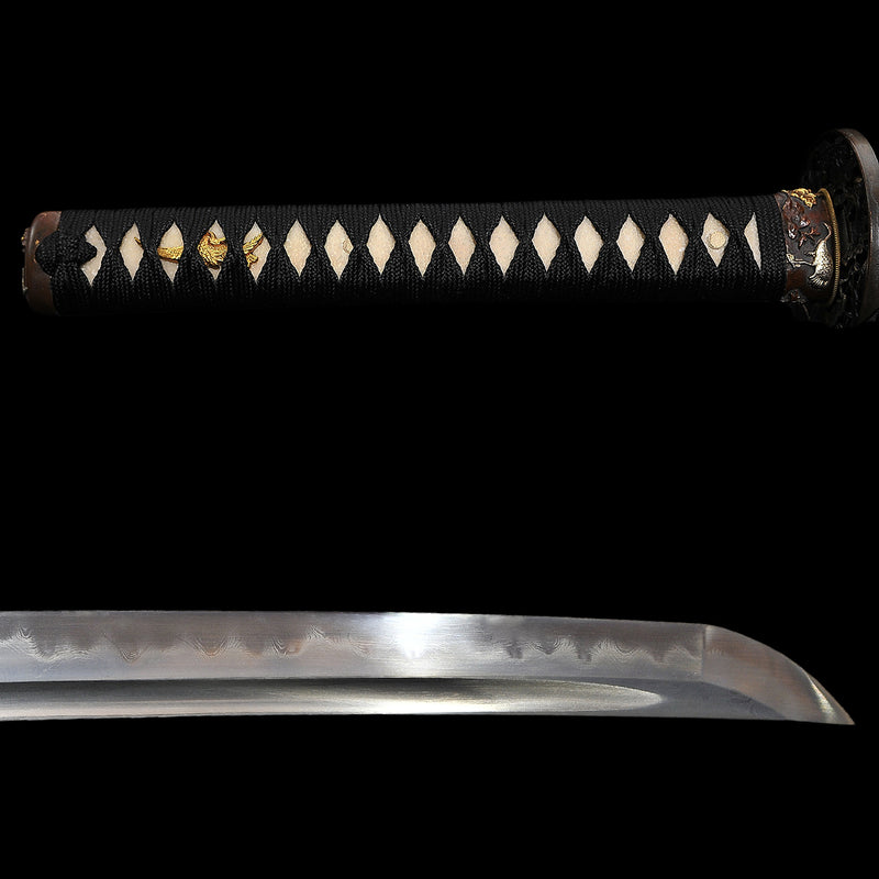 Hand Forged Japanese Samurai Katana Sword 1095 Folded Steel Clay Tempered Hand-Drawn Crane Saya - COOLKATANA 