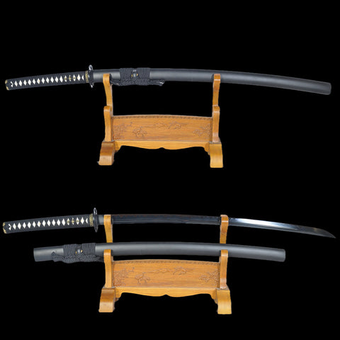 Hand Forged Japanese Samurai Katana Sword 1095 High Carbon Steel Black Blade Clay Tempered Unokubi-Zukuri-COOLKATANA-SL-1166-U