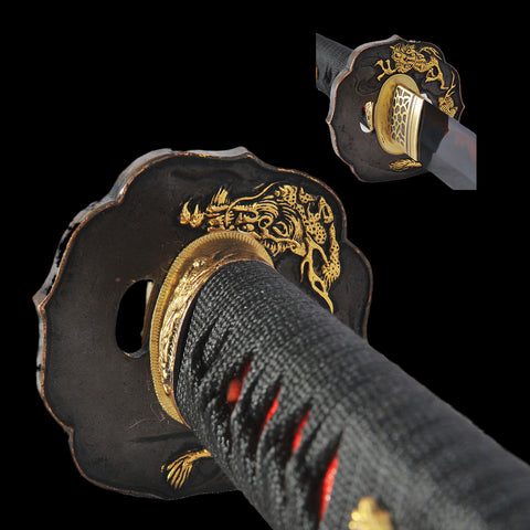 Hand Forged Japanese Samurai Katana Sword 1095 High Carbon Steel Clay Tempered Black Blade Functional-COOLKATANA