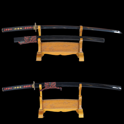 Hand Forged Japanese Samurai Katana Sword 1095 High Carbon Steel Clay Tempered Black Blade Functional-COOLKATANA-SL-1167-U