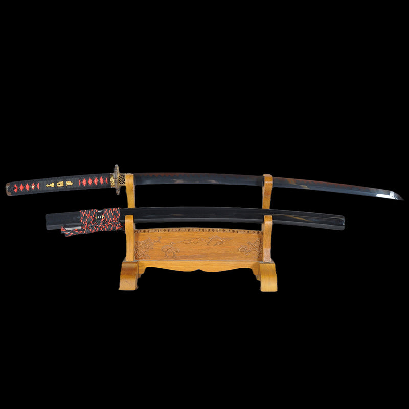 Hand Forged Japanese Samurai Katana Sword 1095 High Carbon Steel Clay Tempered Black Blade Functional - COOLKATANA 
