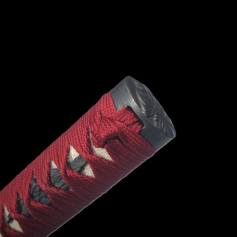 Hand Forged Japanese Samurai Katana Sword 1095 High Carbon Steel Clay Tempered Kiriha-Zukuri Red Blade-COOLKATANA-SL-1305-U