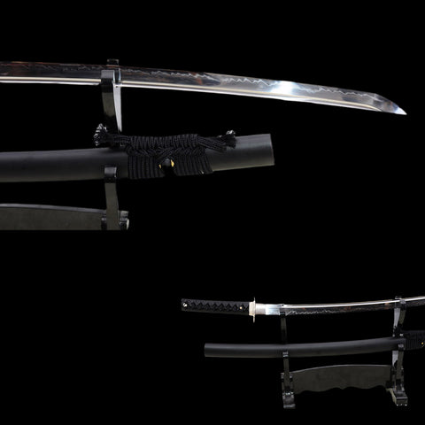 Hand Forged Japanese Samurai Katana Sword 1095 High Carbon Steel Clay Tempered Silver Tsuba Full Tang-COOLKATANA-SL-826-U