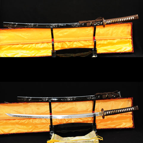 Hand Forged Japanese Samurai Katana Sword 1095 High Carbon Steel Copper Dragon Tsuba Sharp-COOLKATANA