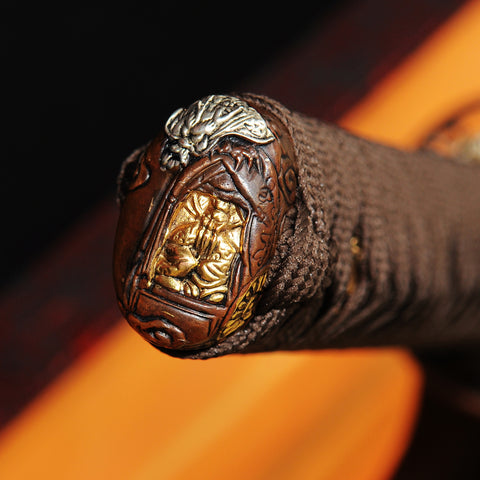 Hand Forged Japanese Samurai Katana Sword 1095 High Carbon Steel Copper Dragon Tsuba Sharp-COOLKATANA-SL-358-U