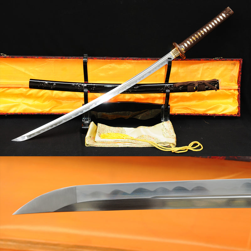 Hand Forged Japanese Samurai Katana Sword 1095 High Carbon Steel Copper Dragon Tsuba Sharp - COOLKATANA 