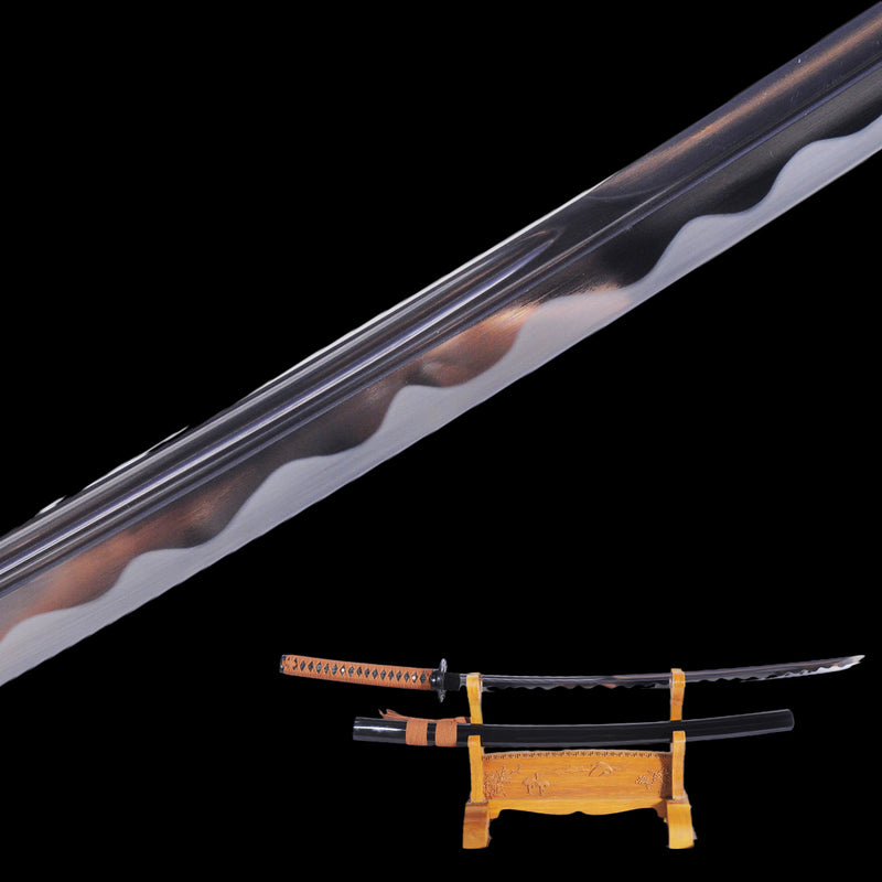 Hand Forged Japanese Samurai Katana Sword 1095 High Carbon Steel Fake Hamon Full Tang - COOLKATANA 