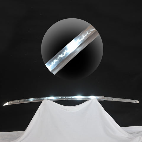 Hand Forged Japanese Samurai Katana Sword 1095 High Carbon Steel Shobu-Zukuri Choji Hamon-COOLKATANA-SL-1374-U