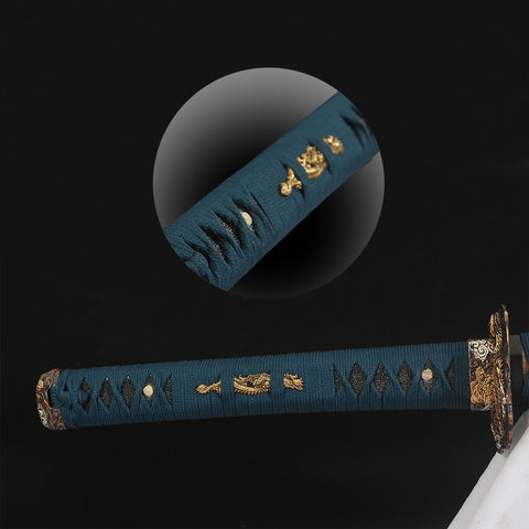 Hand Forged Japanese Samurai Katana Sword 1095 High Carbon Steel Shobu-Zukuri Choji Hamon-COOLKATANA-SL-1374-U