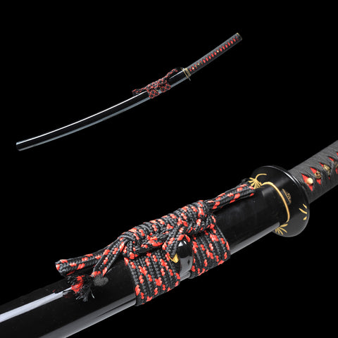 Hand Forged Japanese Samurai Katana Sword 1095 Steel Clay Tempered Double Hamon Kanmuri-Otoshi Zukuri-COOLKATANA-SL-1213-U